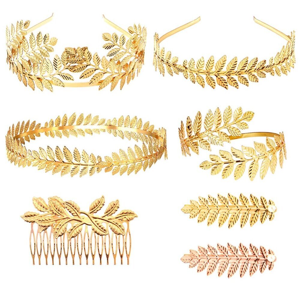 Greek Goddess Headband Gold Leaf Crown Bridal Hair Accessory Romantic Costume